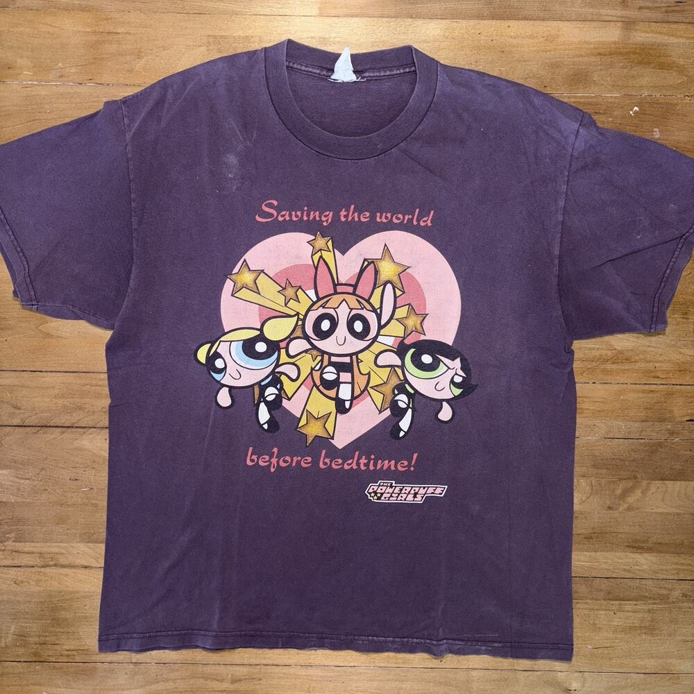 Vintage Cartoon Network Shirt Mens Large Purple The Powerpuff Girls Heart Anime
